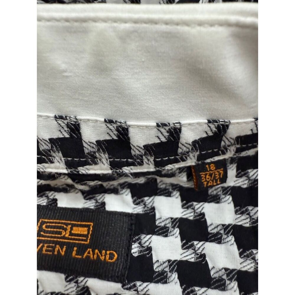 Steve Land Men's Black & White Houndstooth Button Down Long Sleeve 18 36/37 Tall - Picture 3 of 7